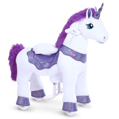 PonyCycle Official Authentic Unicorn Kids Ride on Toys Kids Scooters (with Brake) PonyCycle Ride on Plush Toy Stuffed Animal Toy Model E -best present/gift