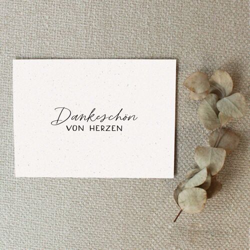 10er Set Postkarte "Dankeschön von Herzen" | Danke Karte | Dankeschön Grußkarte | A6 Querformat