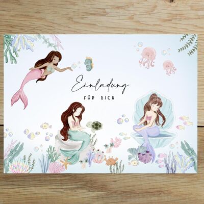 10x cartes d'invitation sirène pour les anniversaires d'enfants Invitation pour les enfants | Invitation anniversaire enfant avec sirènes | DIN A6