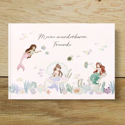 Friends book mermaids for children | Friendship album girls | Friends album for back to school, birthday | DIN A5 hardcover