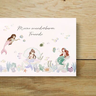 Friends book mermaids for children | Friendship album girls | Friends album for back to school, birthday | DIN A5 hardcover