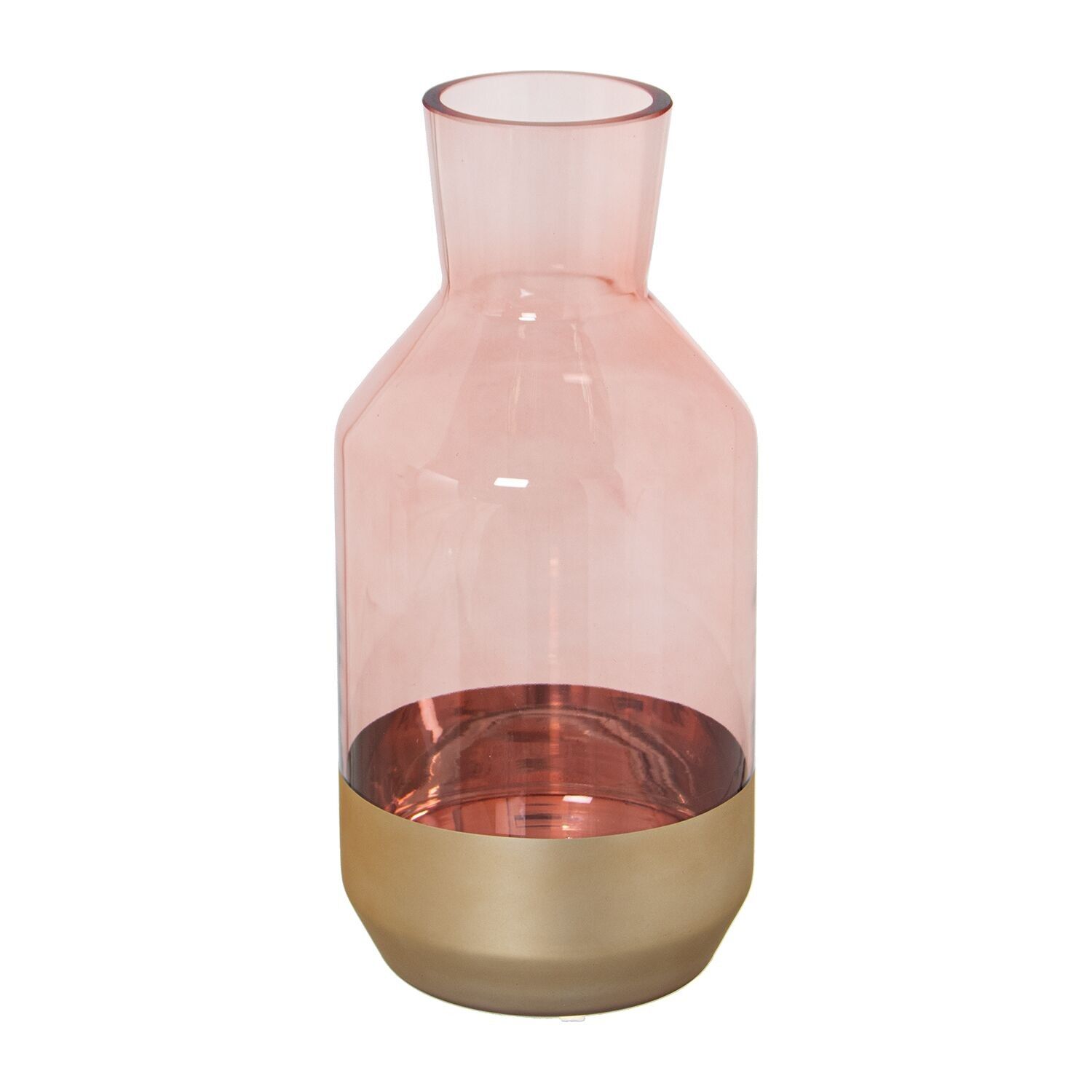 Vaso in cristallo rosa e oro, 12x25cm, bocca: 7cm - base: 10cm st19996