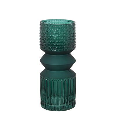 GREEN GLASS VASE °10X25CM ST19531