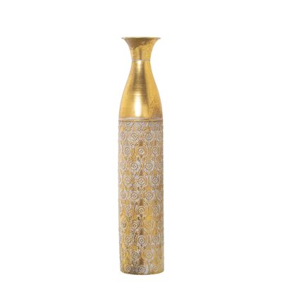 GOLD/WHITE METAL VASE °14X71CM ST53010