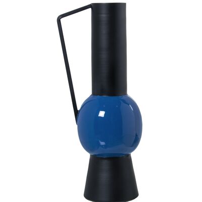 JARRÓN METAL ESMALTADO AZUL _13X10X32CM ST75888