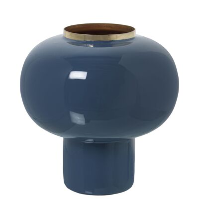 VASO IN METALLO SMALTO BLU/ORO _°20X20CM ST67822