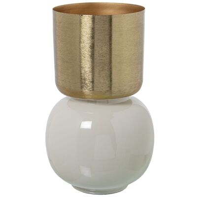 VASO IN METALLO SMALTO BIANCO/ORO _°23X36CM ST67804