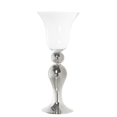 VASO IN VETRO 61.5CM TRASPARENTE/ARGENTO 26X20X62CM ST19720