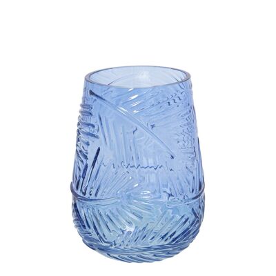 BLUE GLASS VASE °13X18CM, MOUTH: °10CM-BASE: °7CM ST19992