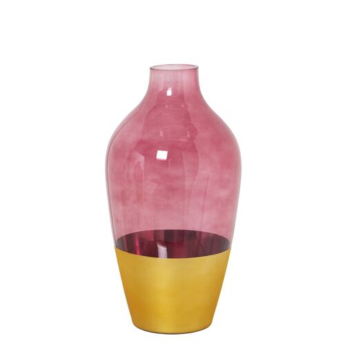 JARRÓN CRISTAL DORADO/ROJO °15X28CM,BOCA:°5CM-BASE:°8,5C ST19743