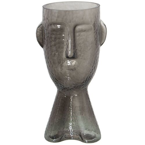 JARRÓN CRISTAL GRIS ROSTRO 15X13X32CM ST19619