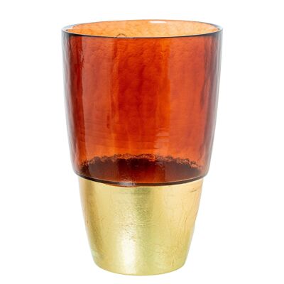 VASO IN VETRO MARRONE/ORO _°19X28.5CM BASE:°11.5CM ST16601