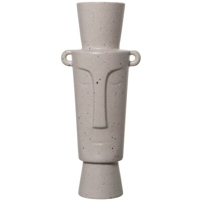 KERAMIKVASE MIT GRANULIERTER BEIGE-GESICHT MIT GRIFFEN _18X13X40CM ST60080