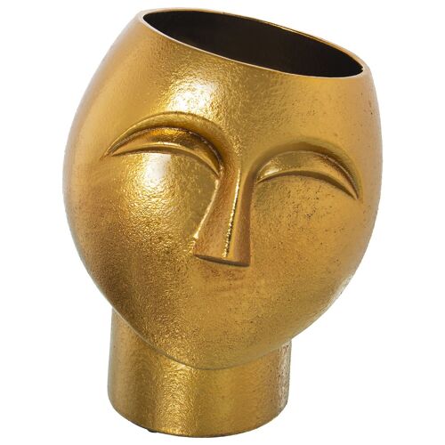 JARRON CERAMICA ROSTRO ORO 30CM _22X22X28CM, BOCA:°15CM ST60878