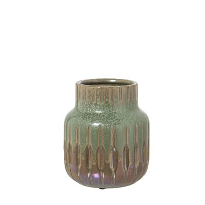 VASO IN CERAMICA VERDE/MARRONE °15X18CM ST51168