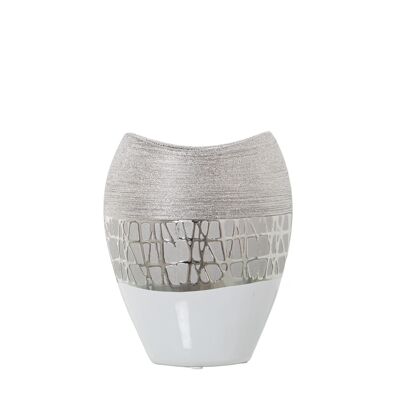 VASO IN CERAMICA ARGENTO 18X10X21CM ST52682