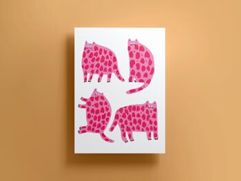 Imprimé chats roses et rouges (A4) 1