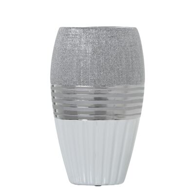 VASO IN CERAMICA ARGENTO/BIANCO _14X9X24CM ST52536