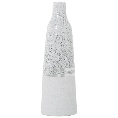 SILVER/WHITE CERAMIC VASE °14X42CM ST52710