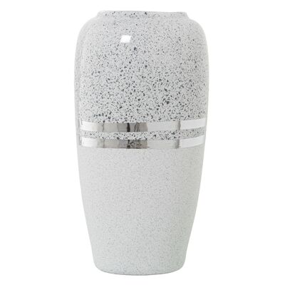 SILVER/WHITE CERAMIC VASE °15X30CM ST52706