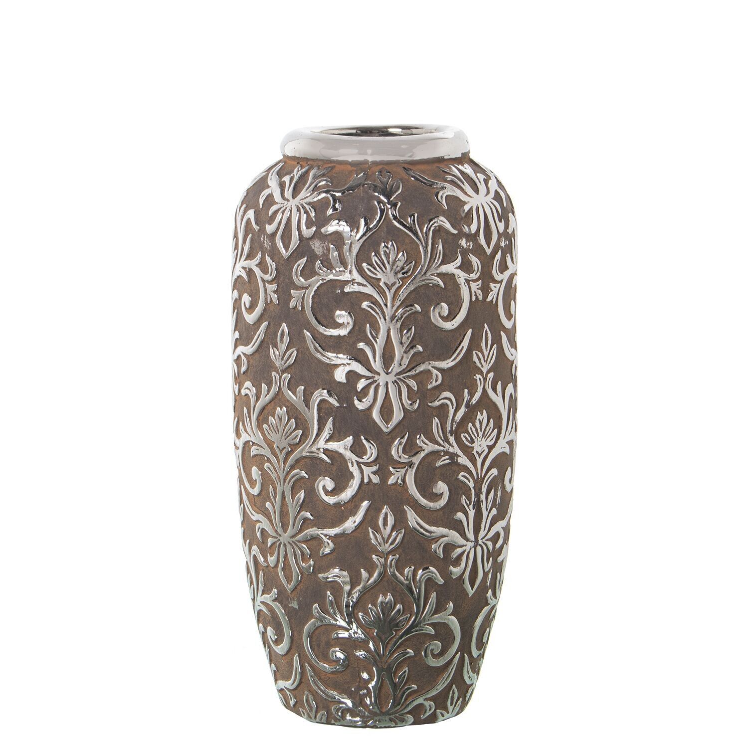 Vaso in ceramica argento invecchiato 14x28cm st50249