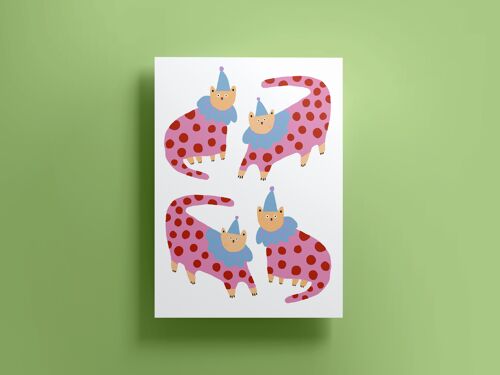 Clown Cats Print (A3)