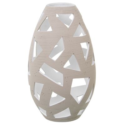 RAW STRIPED CERAMIC VASE WITH TRIANGLE HOLES _°29X50CM ST60989