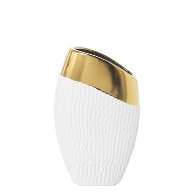 VASO IN CERAMICA ORO/BIANCO 18X10X30CM ST51040