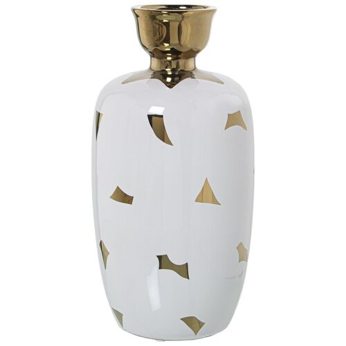 JARRÓN CERÁMICA BLANCO/ORO °14X28CM ST52781