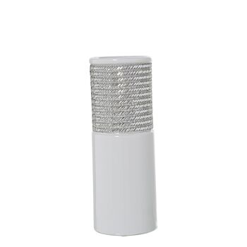 VASE CERAMIQUE BLANC/ARGENT °11X29CM ST52802 1