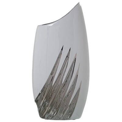 WEISS/SILBER KERAMIKVASE 19X12X39CM ST50126