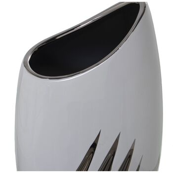 VASE CÉRAMIQUE BLANC/ARGENT 19X12X39CM ST50126 2