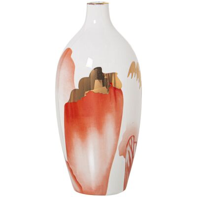 JARRÓN CERÁMICA BLANCO/SALMÓN/ORO °12X27CM ST51177