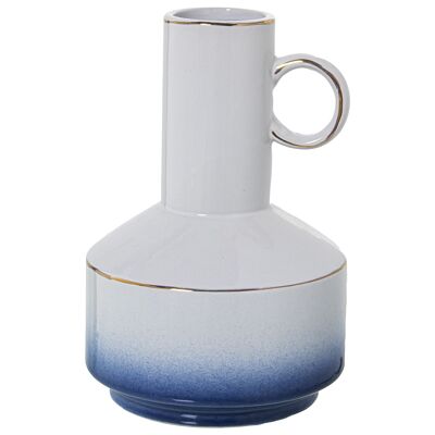 VASO IN CERAMICA MANICO BIANCO/BLU °15X23CM ST51175