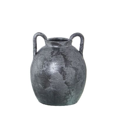 KERAMIKVASE MIT GRIFFEN 30CM ALTES SILBER °22X30CM ST60107