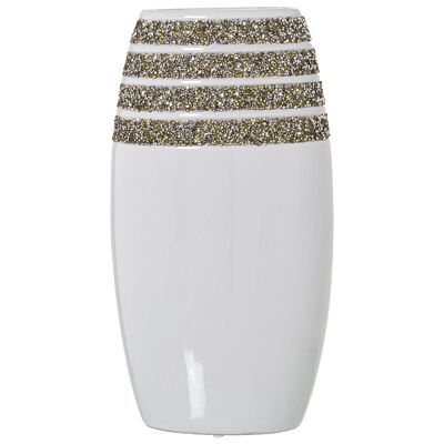 VASE EN CÉRAMIQUE BLANCHE AVEC CRISTALLITES 19X12X35CM ST52837