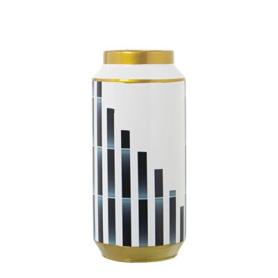 VASO IN CERAMICA BIANCO/BLU CON BOCCA ORO °14X30CM ST60671