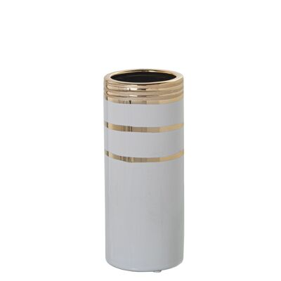 VASO CERAMICA BIANCO/ORO °9X22CM ST50139