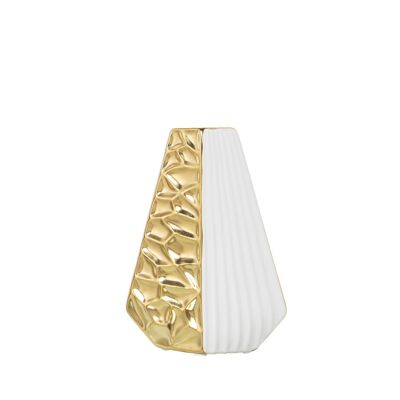 WEISS/GOLD KERAMIKVASE 14X2X21CM ST51054