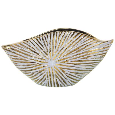 VASO CERAMICA BIANCO/ORO 39X9X20CM ST52631