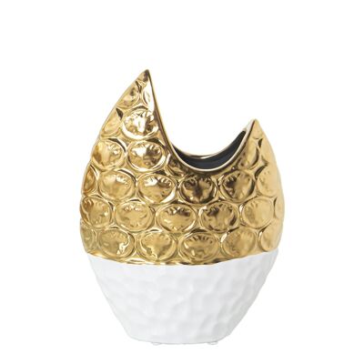 WEISS/GOLD KERAMIKVASE 17X8X22CM ST51048