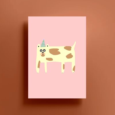 Party Hat Dog Print (A4)