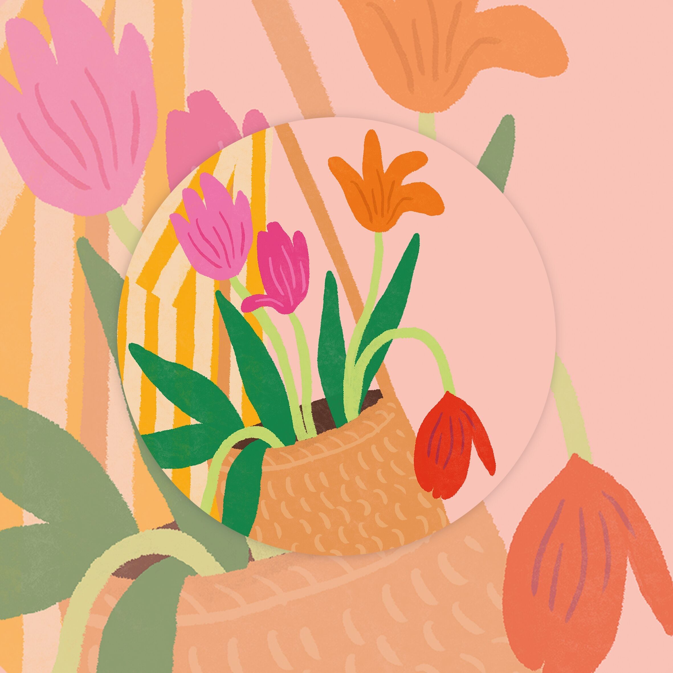 Conjunto de 40 pegatinas. tulipanes