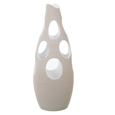 CERAMIC VASE 70CM RAW STRIPED WITH CIRCLE HOLES _°26X70CM ST60693