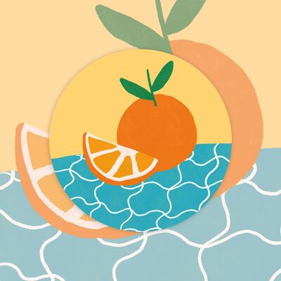 Set of 40 stickers. Orange juice