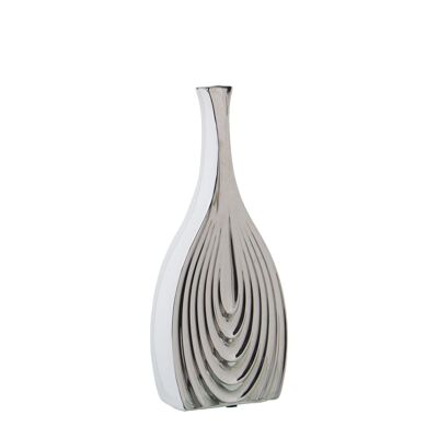 KERAMIKVASE 36CM WEISS/SILBER _16X6X36CM ST60446