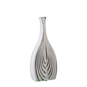 VASE CÉRAMIQUE 36CM BLANC/ARGENT _16X6X36CM ST60446 1