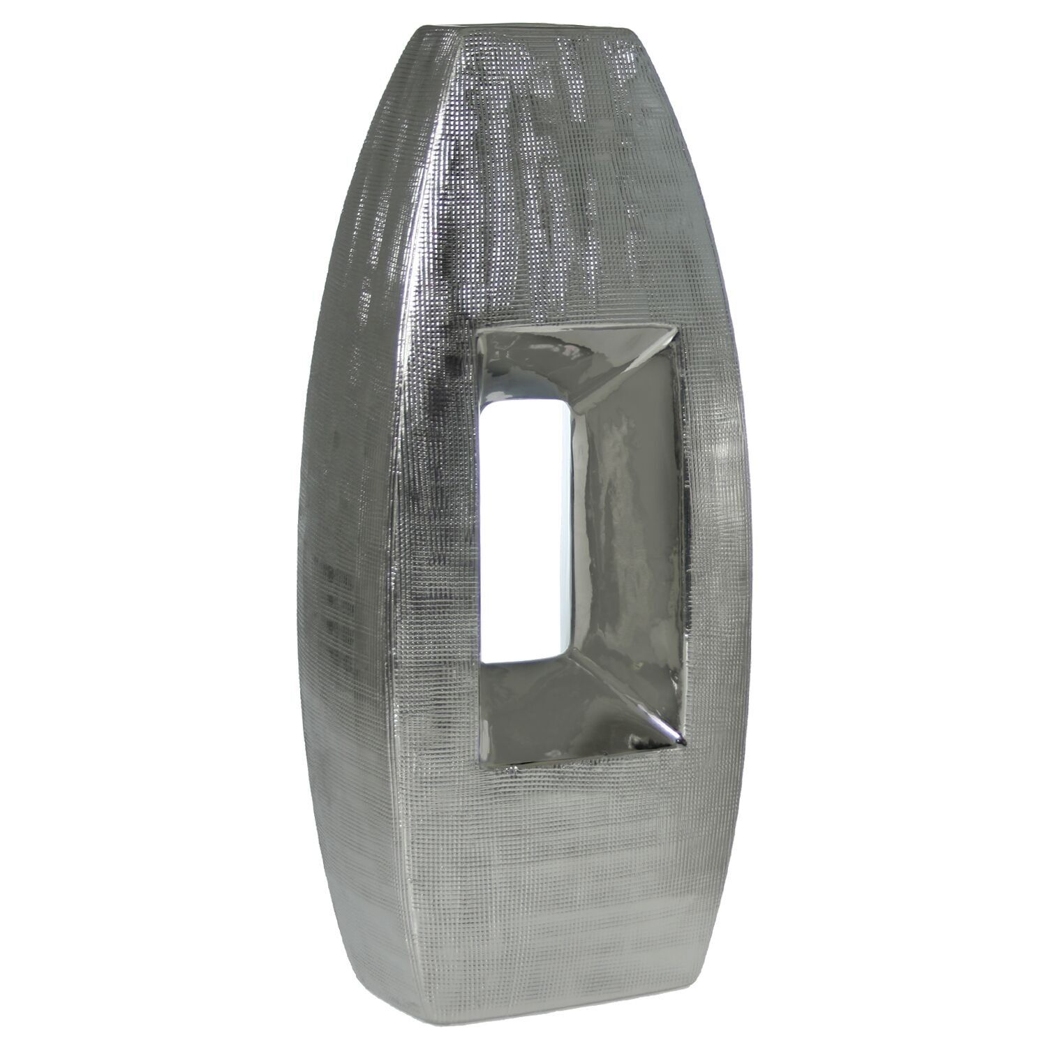 Vaso in ceramica 38cm argento 17x11x38cm st54625
