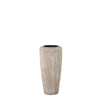 VASE CÉRAMIQUE 40CM BLANC RAYÉ BEIGE _°19X40CM ST60875 1