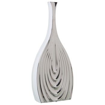 VASE CÉRAMIQUE 47CM BLANC/ARGENT _20X8X47CM ST60445 1